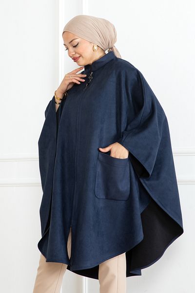 KADEEM Suede Pancho & Navy Blue