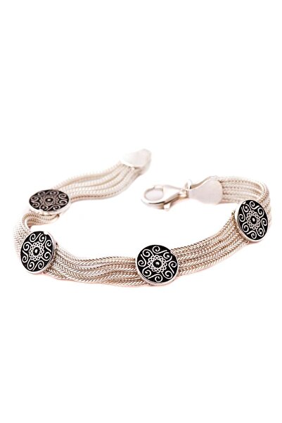 Sümer Telkari Babil Motifli Hasır Gümüş Bileklik 1151