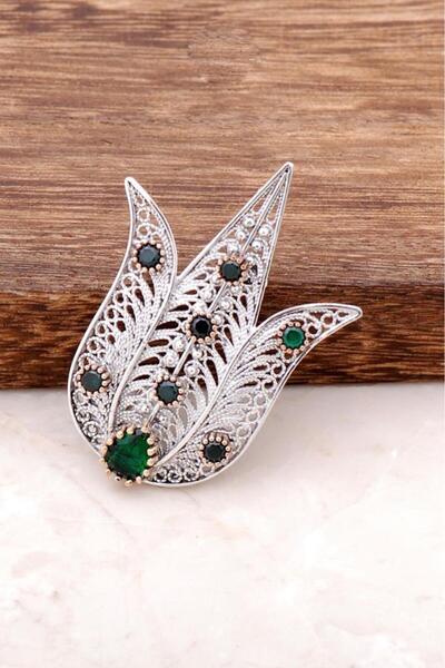 Sümer Telkari Telkari İşlemeli Lale Tasarımlı Gümüş Broş 317