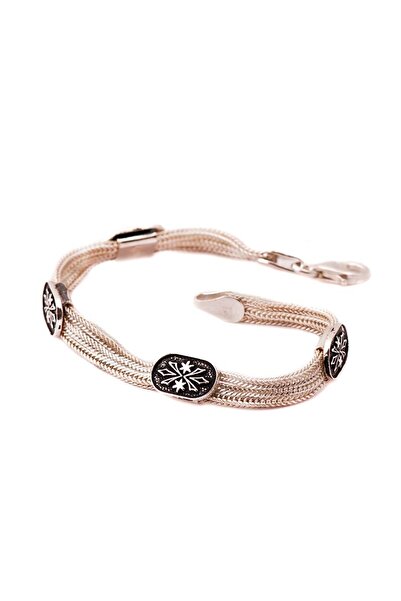 Sümer Telkari Asur Motifli Hasır Gümüş Bileklik 1183