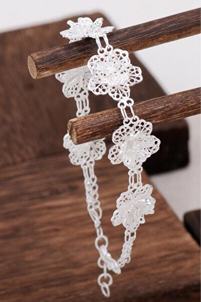 Sümer Telkari Çiçek Tasarım Telkari Gümüş Bileklik 3091