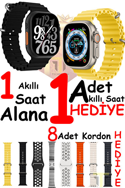 TECHNOMEN Akıllı Saat 1 Saat Alana 1 Saat ve 8 Kordon Hediye 2025 Süper Kampanya Hediyeli Akıllı Saat