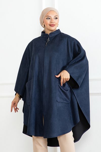 KADEEM Suede Pancho & Navy Blue
