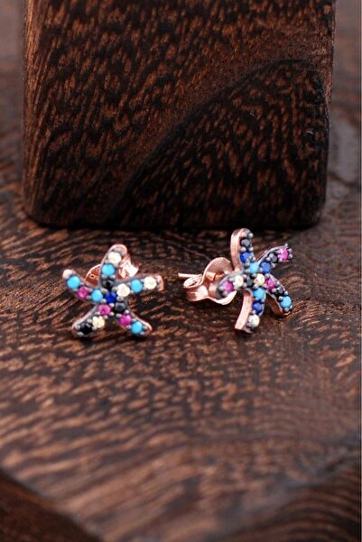 Sümer Telkari Deniz Yıldızlı Rose Gümüş Küpe 2396