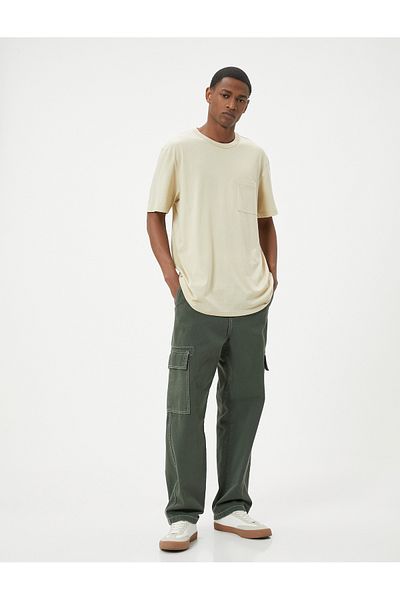 Koton Pocket Detailed Short Sleeve Regular Fit Crew Neck Cotton T-Shirt