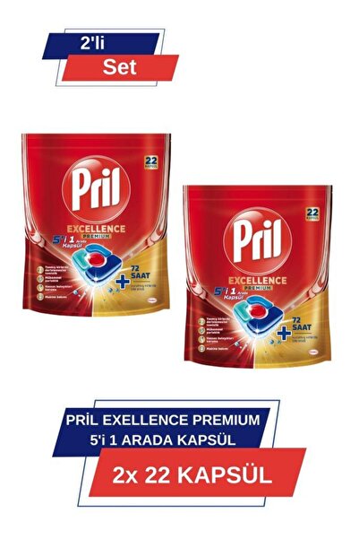 Pril Excellence Premium 5’i 1 Arada 22'li Kapsül 2'li Set (44 KAPSÜL)