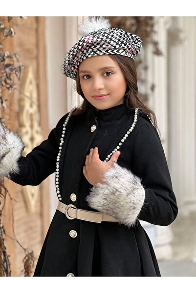 Uğurböceği çocuk Kolu Kürklü İnci Detaylı Kaban Kazayağı Elbise 4'lü Kız Çocu...