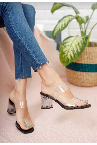 MODENS Lena ženske crne providne cipele sa dvostrukim remenom i providnim pot...