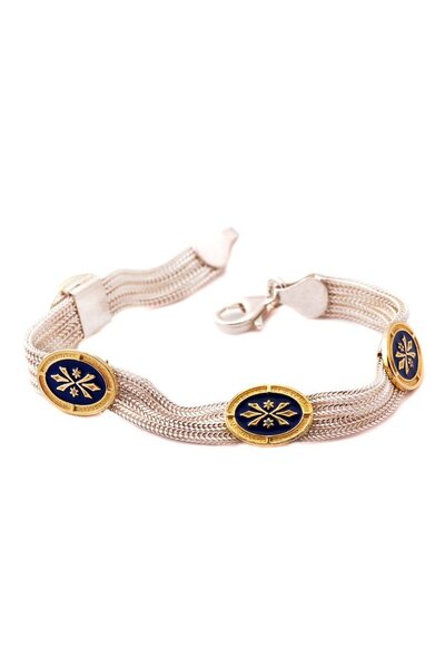 Sümer Telkari Asur Motifli Hasır Gümüş Bileklik 1141