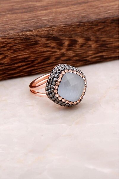 Sümer Telkari Sedef Taşlı Rose Gümüş Tasarım Yüzük 2700