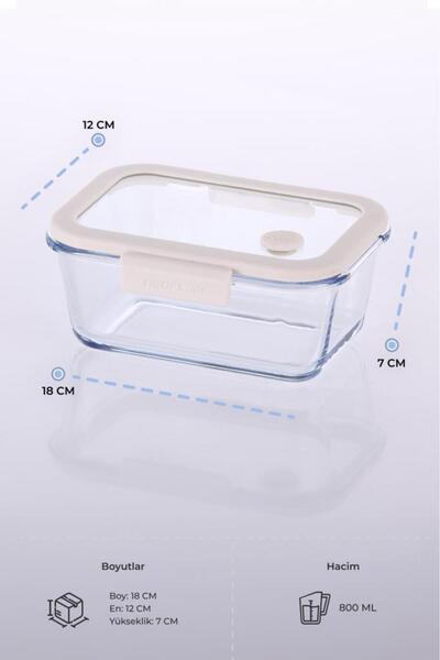 NEOFLAM Fika Glace Bej Vakumlu 4 Parça Saklama Kabı 800 ML