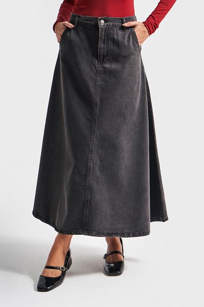 its basic Women's Smoke Color a Type Cut 100% Cotton Denim Skirt