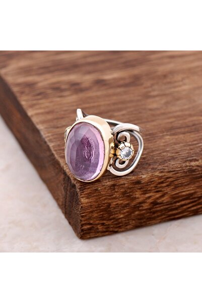 Sümer Telkari Pembe Quartz Taşlı Elişi Tasarım Gümüş Yüzük 2548