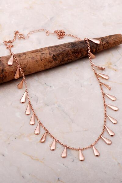 Sümer Telkari Rose Gümüş Sallantılı Damla Tasarımlı Kolye 3292