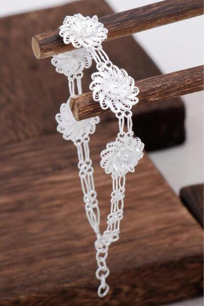 Sümer Telkari Çiçek Tasarım Telkari Gümüş Bileklik 3100