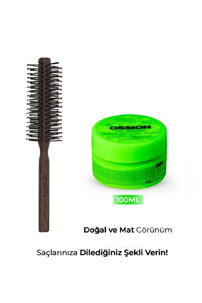 Trina TRİNA YUVARLAK SAÇ FIRÇASI 0051 + MAT WAX 100 ML