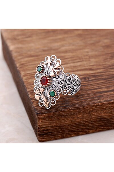 Sümer Telkari Karanfilli Telkari Işlemeli Gümüş Yüzük 2502