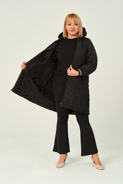 GLR&GYM MÜJGAN LARGE SIZE WOMEN'S TESETTUR WITH WELBOA SLEEVE ELASTIC INSIDE WINTER QUILTED COAT
