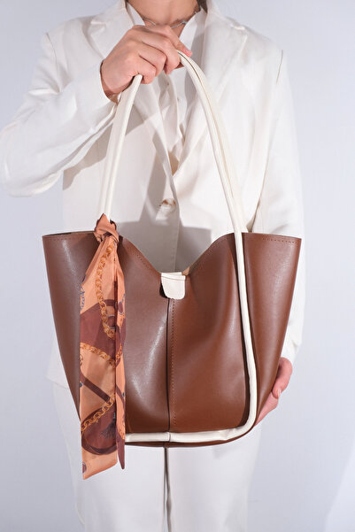 La La'Graccio Paris La'Graccio Paris Women's Golden Scarf Makeup Bag Shoulder Bag Tan Cream