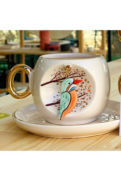 BSK Ceramic Handmade - Kingfisher Coffee Cup