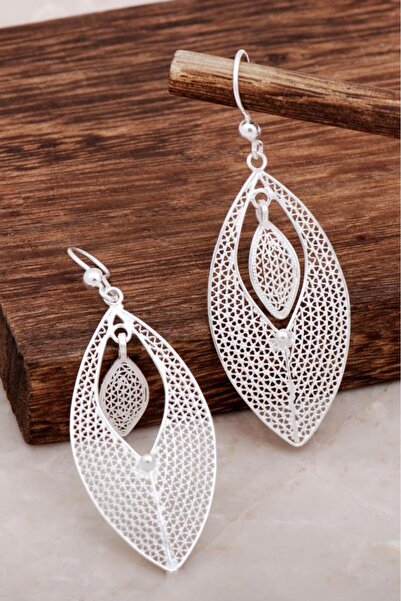 Sümer Telkari Yaprak Tasarım Telkari Gümüş Küpe 4604