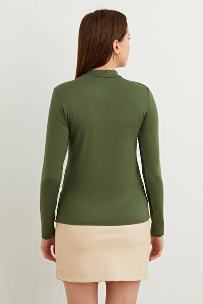 Yefrastore Women's Khaki Finger Detailed Bodysuit