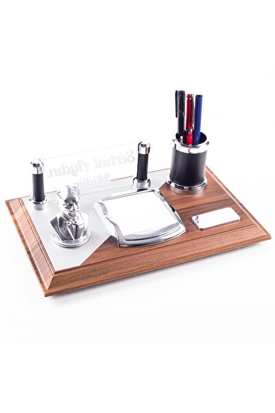 Ofistike Hero Atatürk Figürlü Masif Kaplama Ahşap Masa İsimliği Ofis İsimlik ...