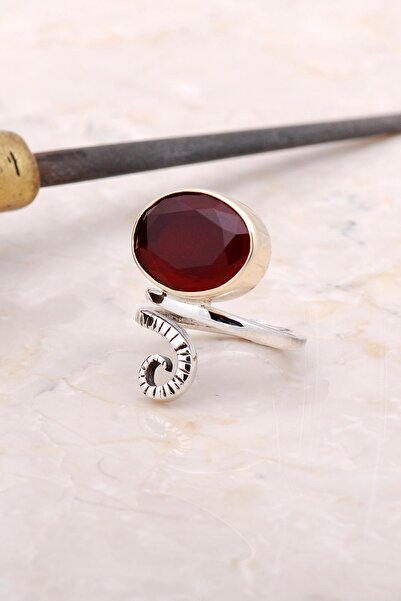 Sümer Telkari Kök Yakut Tasarım Elişi Gümüş Yüzük 3010