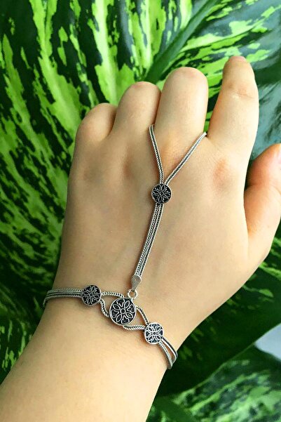 Sümer Telkari Hasır Örgü Şahmeran Gümüş Yüzüklü Bileklik 25