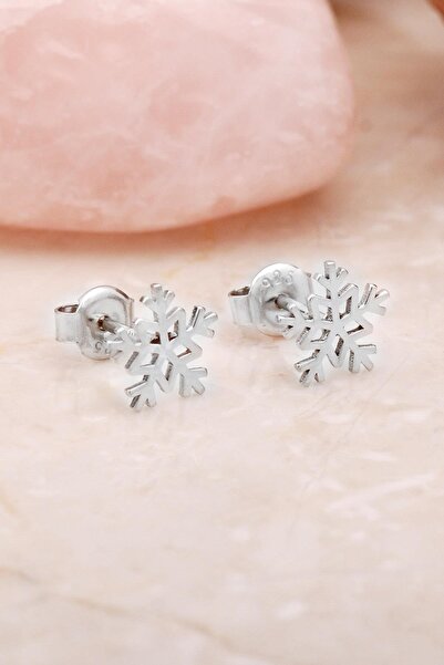 Sümer Telkari Kar Tanesi Rodyumlu Mini Gümüş Küpe 5405