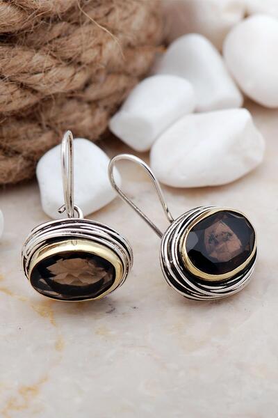 Sümer Telkari Topaz Taşlı Tel Sarma Elişi Gümüş Küpe 5608