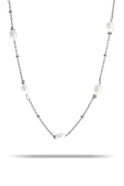 Sümer Telkari İncili Rodyumlu Gümüş Kolye 7333