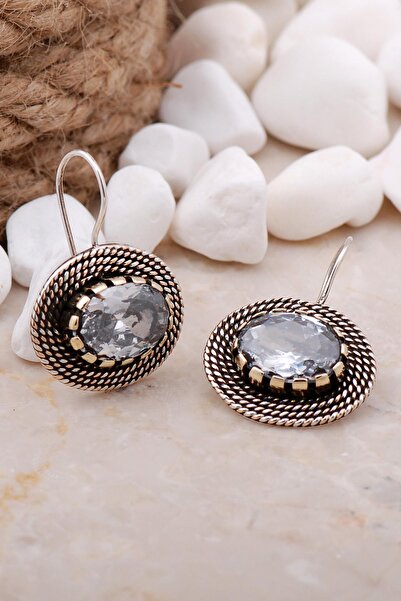 Sümer Telkari Kuvars Taşlı Tel Sarma Elişi Gümüş Küpe 68