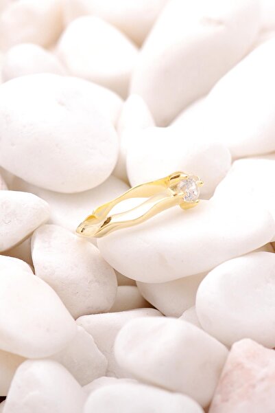 Sümer Telkari Tektaş Altın Yaldızlı Gümüş Ince Yüzük 3508