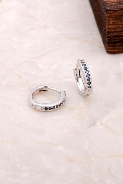 Sümer Telkari Mini Boy Safir Taşlı 12 Mm Gümüş Halka Küpe 4969