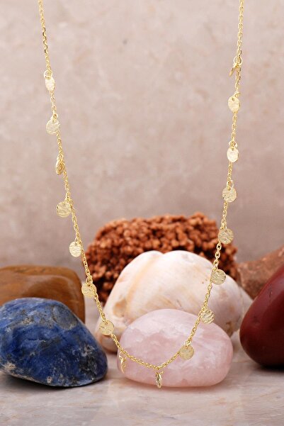 Sümer Telkari Pullu Altın Yaldızlı Gümüş Choker Kolye 7241