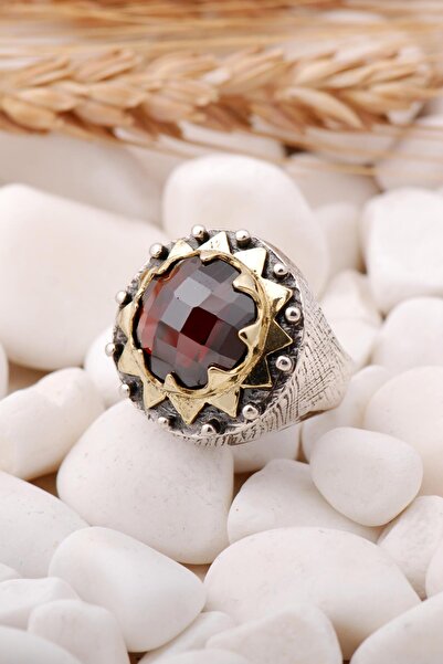 Sümer Telkari Granat Taşlı Elişi Gümüş Yüzük 171