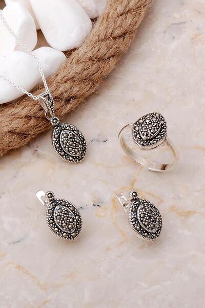 Sümer Telkari Markazit Taşlı Gümüş Üçlü Set 2131