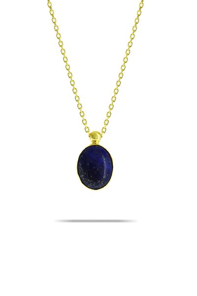 Sümer Telkari Lapis Lazuli Taşlı Altın Yaldızlı Gümüş Kolye 7342