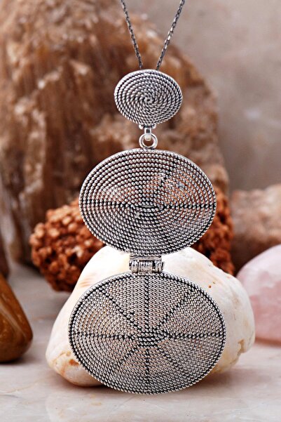 Sümer Telkari Telkari Işlemeli El Sarması Gümüş Kolye 6780