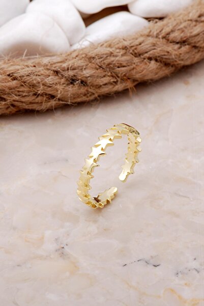 Sümer Telkari Yıldız Tasarım Altın Yaldızlı Gümüş Yüzük 3520