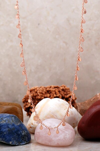 Sümer Telkari Damla Pullu Rose Gümüş Choker Kolye 6581