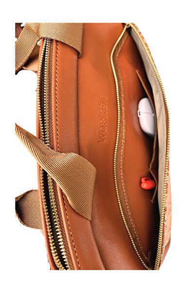 worken حقيبة كمبيوتر محمول مقاس 12.5 بوصة - مقاومة للماء، مقاومة للصدمات، جلد نباتي، نمط شال خريفي، أسمر ضارب للصفرة