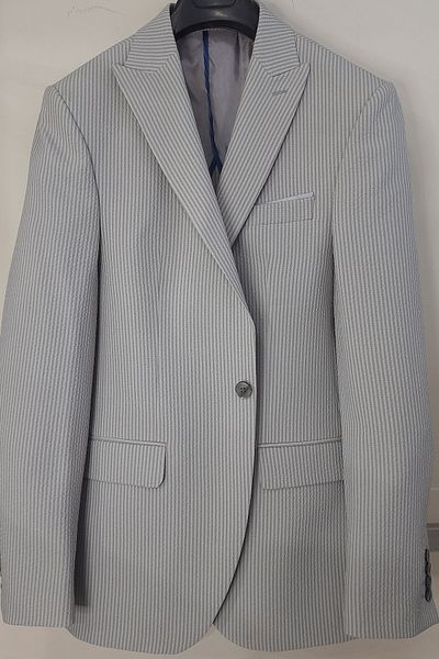 N.Y.YILDIZ Stretch Star SLIMFIT Seersucker Fabric - Ανδρικό μπουφάν με μισή επένδυση, διπλό σχιστό, μονό κουμπί