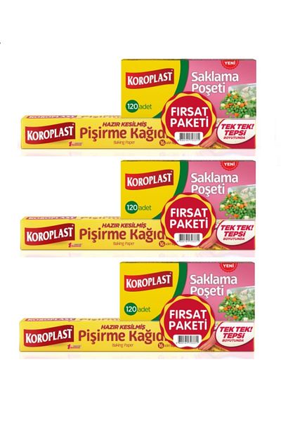 Koroplast Set of 16 Baking Paper - 120 Medium Size Storage Bags X 3