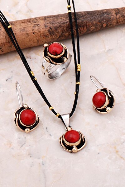 Sümer Telkari Mercan Sarma Elişi Gümüş Set 2171