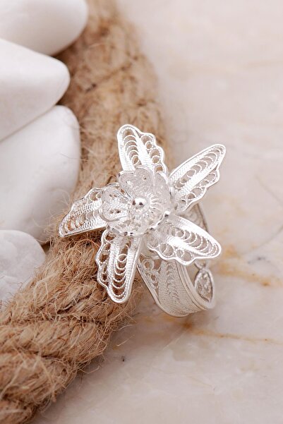 Sümer Telkari Çiçekli Telkari Elişi Gümüş Yüzük 3347