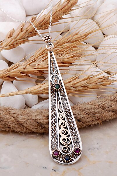 Sümer Telkari Damla Telkari Elişi Gümüş Kolye 7701