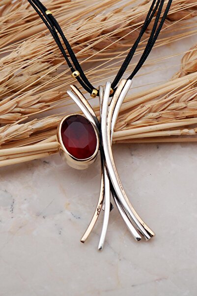 Sümer Telkari Kök Yakut Taşlı Elişi Tasarım Gümüş Kolye 7429