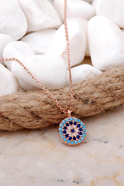 Sümer Telkari Göz Rose Gümüş Kolye 7686